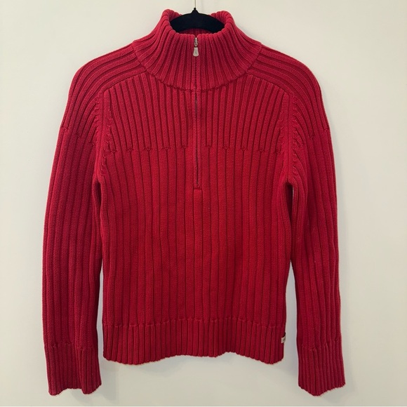 100% cotton Y2K Calvin Klein jeans Red quarter Zip Sweater - Picture 4 of 12